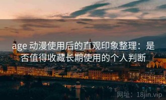 age 动漫使用后的直观印象整理：是否值得收藏长期使用的个人判断