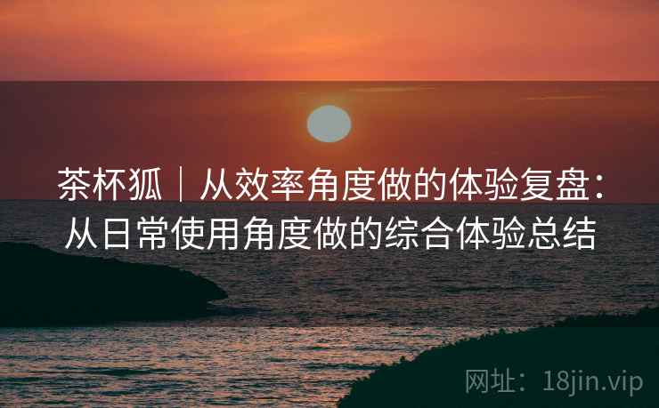 茶杯狐|从效率角度做的体验复盘:从日常使用角度做的综合体验总结 茶杯狐|从效率角度做的体验复盘:从日常使用角度做的综合体验总结